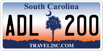 SC license plate ADL200