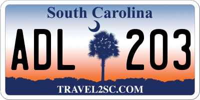 SC license plate ADL203
