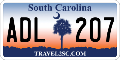 SC license plate ADL207