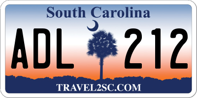 SC license plate ADL212