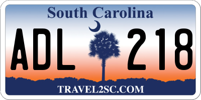 SC license plate ADL218