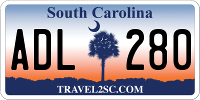 SC license plate ADL280