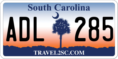 SC license plate ADL285