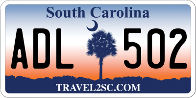 SC license plate ADL502