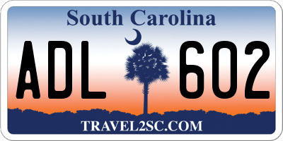SC license plate ADL602