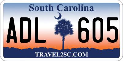 SC license plate ADL605