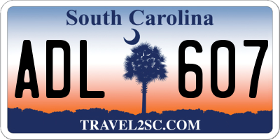 SC license plate ADL607