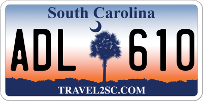 SC license plate ADL610