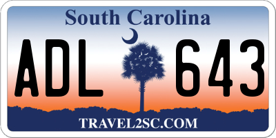 SC license plate ADL643