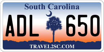 SC license plate ADL650
