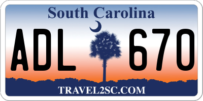 SC license plate ADL670