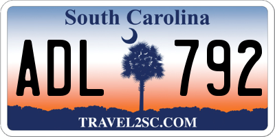 SC license plate ADL792