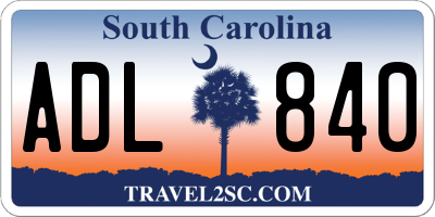 SC license plate ADL840