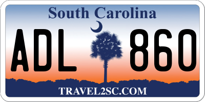 SC license plate ADL860