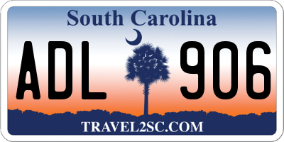 SC license plate ADL906