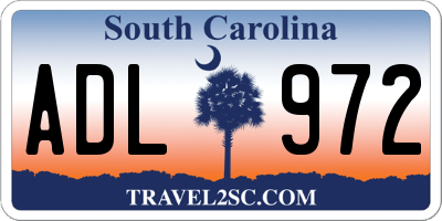 SC license plate ADL972