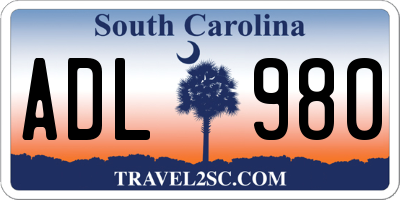 SC license plate ADL980