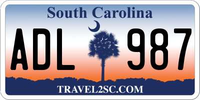 SC license plate ADL987