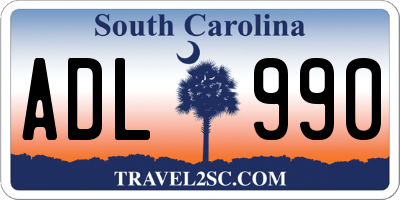 SC license plate ADL990