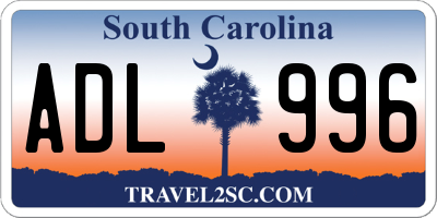 SC license plate ADL996