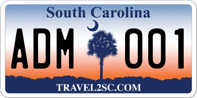SC license plate ADM001