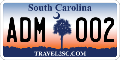 SC license plate ADM002