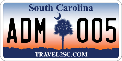 SC license plate ADM005