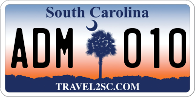 SC license plate ADM010