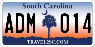 SC license plate ADM014