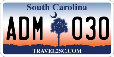 SC license plate ADM030