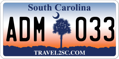 SC license plate ADM033