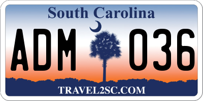 SC license plate ADM036