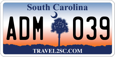 SC license plate ADM039