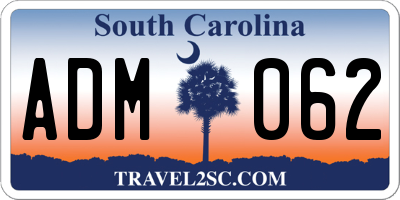 SC license plate ADM062