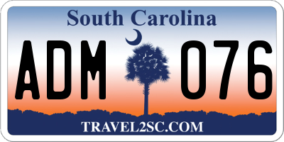 SC license plate ADM076