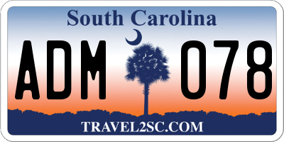 SC license plate ADM078
