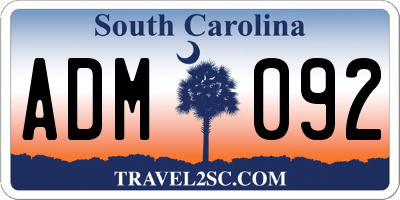 SC license plate ADM092