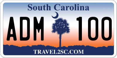 SC license plate ADM100