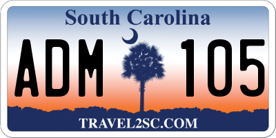 SC license plate ADM105