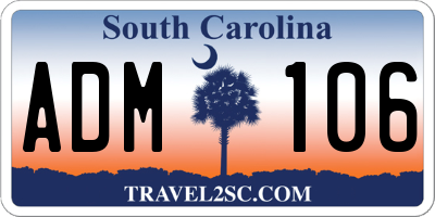 SC license plate ADM106