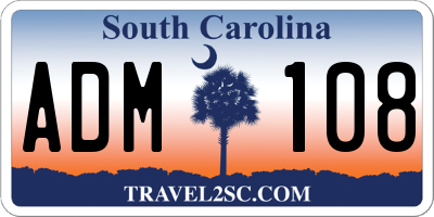 SC license plate ADM108