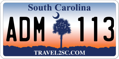 SC license plate ADM113