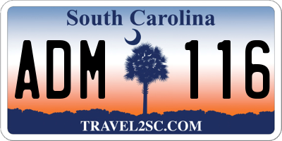 SC license plate ADM116