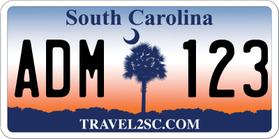 SC license plate ADM123