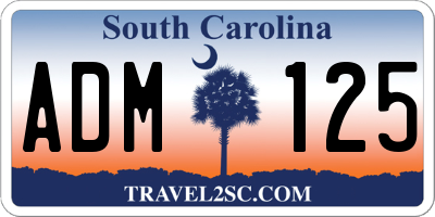SC license plate ADM125