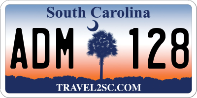SC license plate ADM128