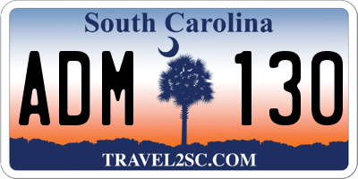 SC license plate ADM130