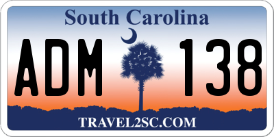 SC license plate ADM138