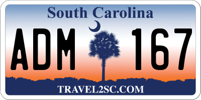 SC license plate ADM167