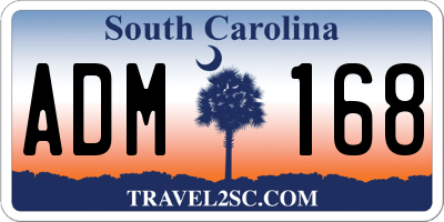 SC license plate ADM168
